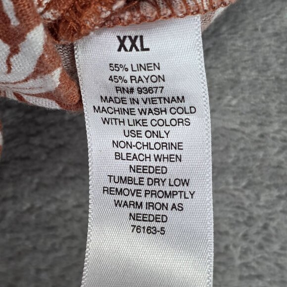 Womens Ana Rust Brown Shorts Palm Tree Print Linen Rayon Blend 6" Inseam XXL - Picture 3 of 9